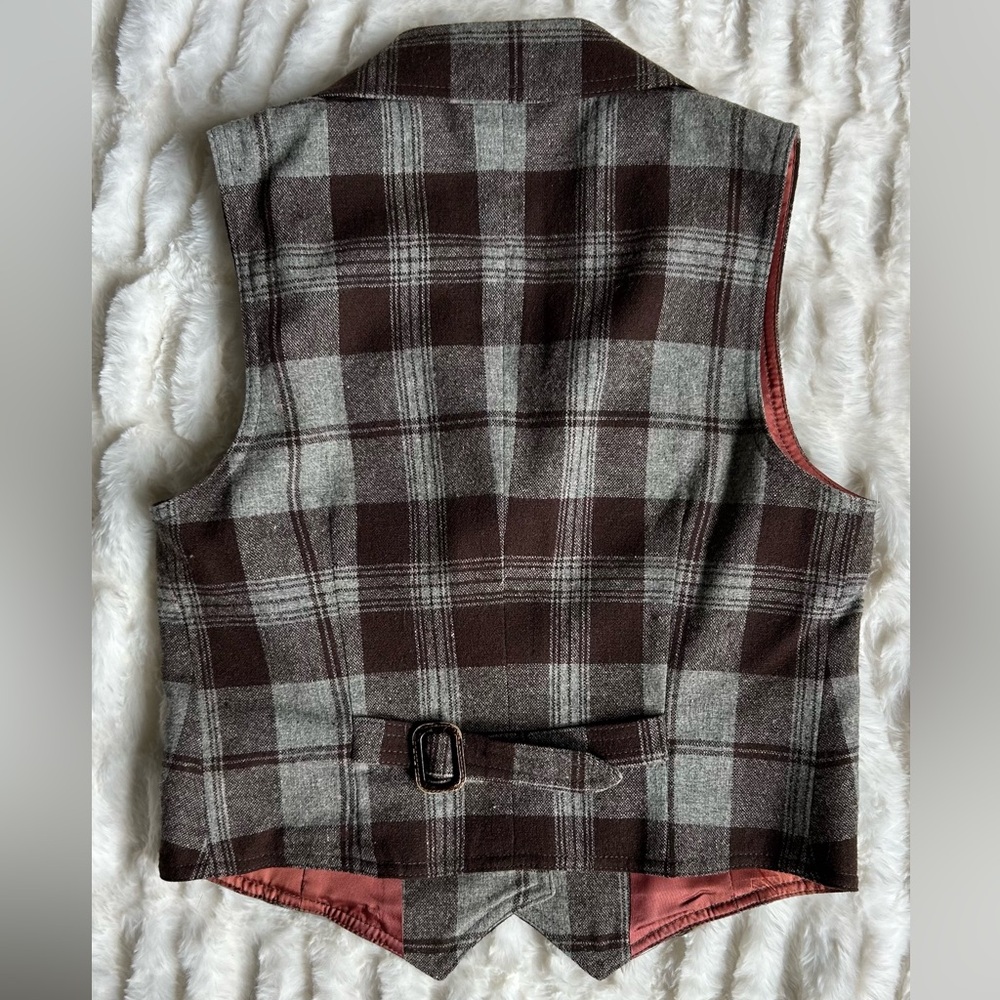 Vintage Wool Plaid Lined Vest - Picture 3 of 11